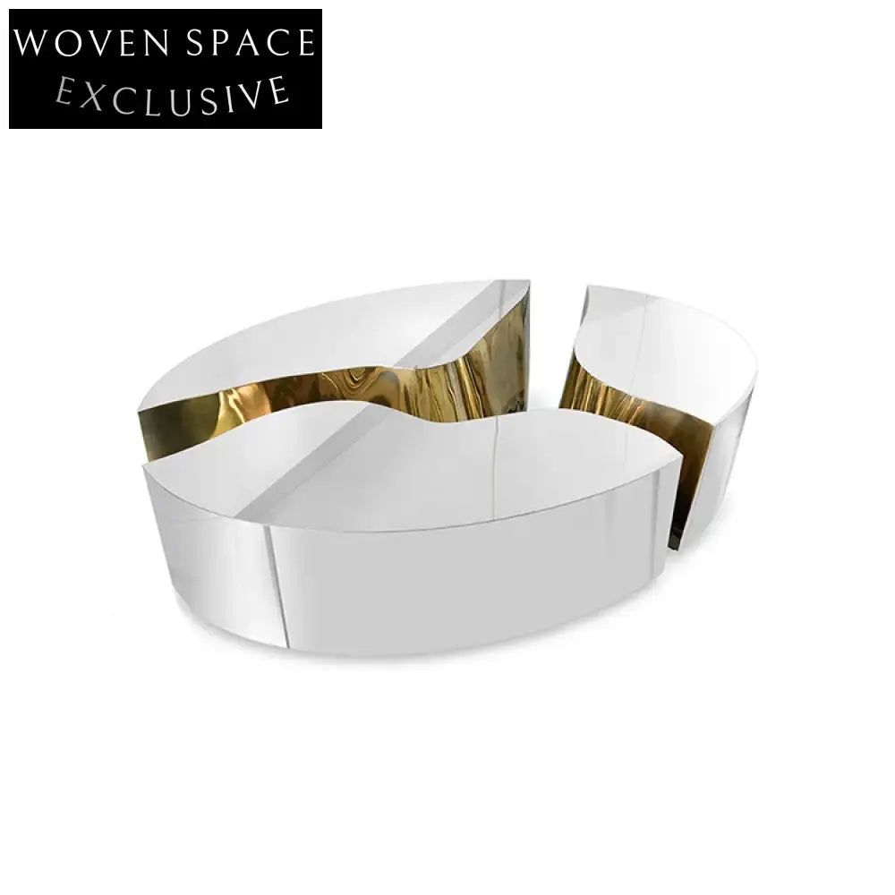 Elegant Golden Wood Modern Luxury Living Room Rectangular Coffee Table