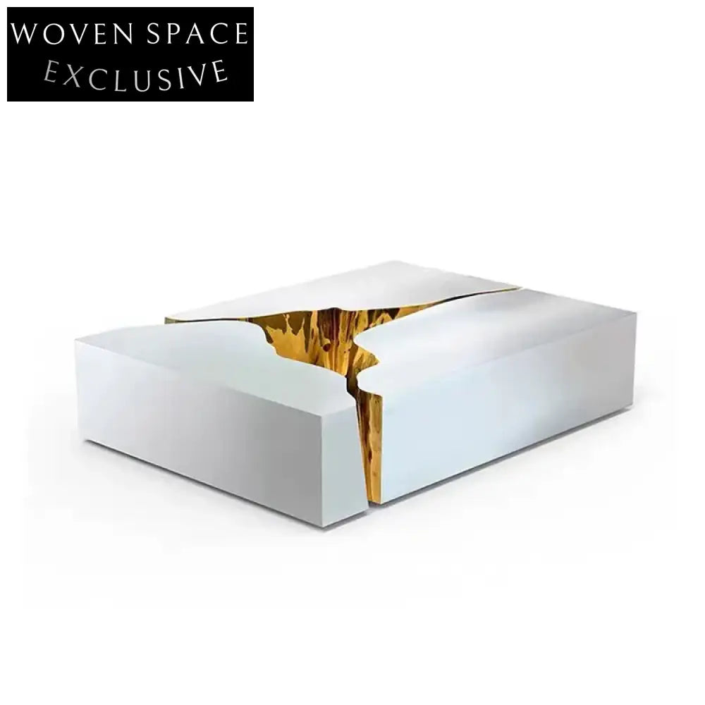 Elegant Golden Wood Modern Luxury Living Room Rectangular Coffee Table