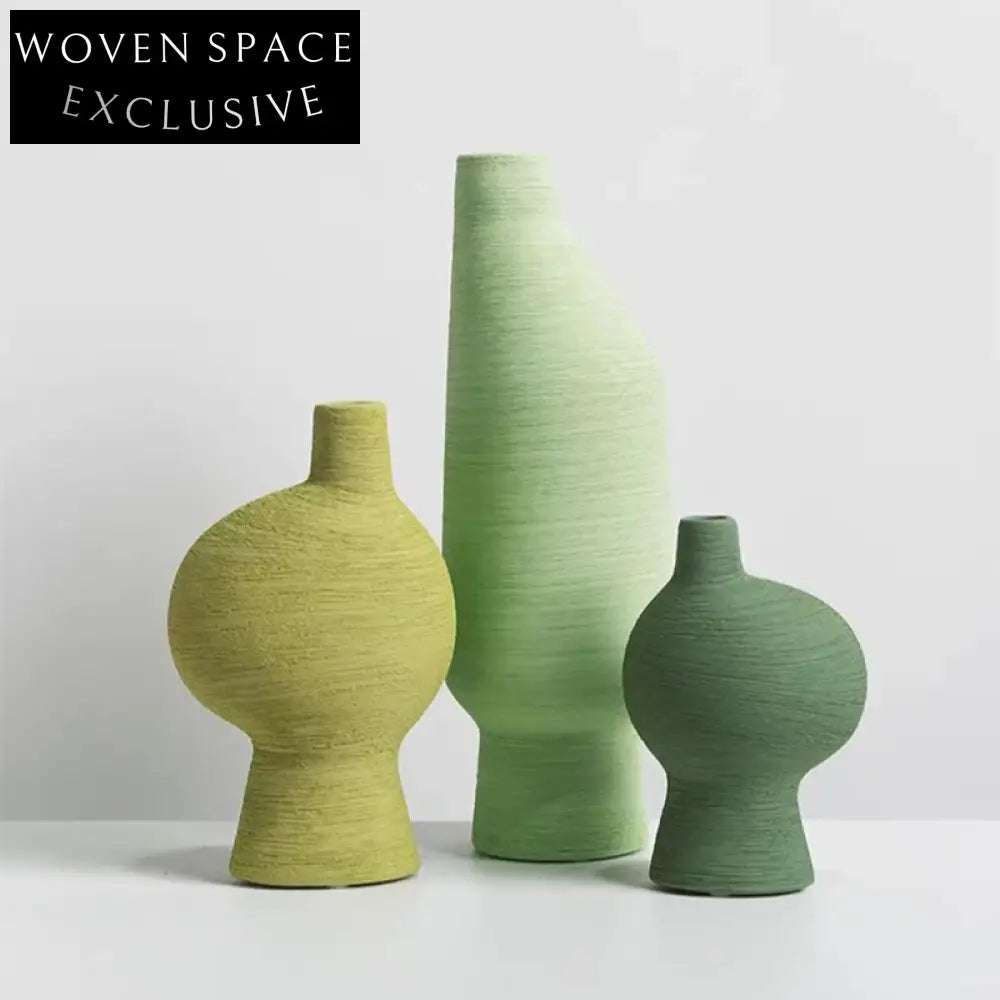Elegant Gradient Green Ceramic Art Deco Modern Bud Vase