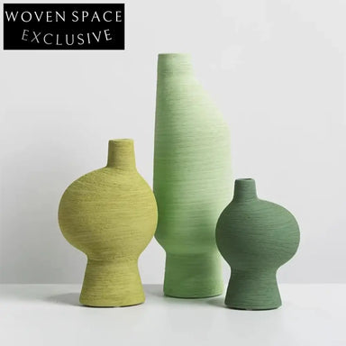 Elegant Gradient Green Ceramic Art Deco Modern Bud Vase