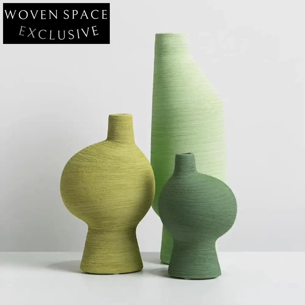 Elegant Gradient Green Ceramic Art Deco Modern Bud Vase