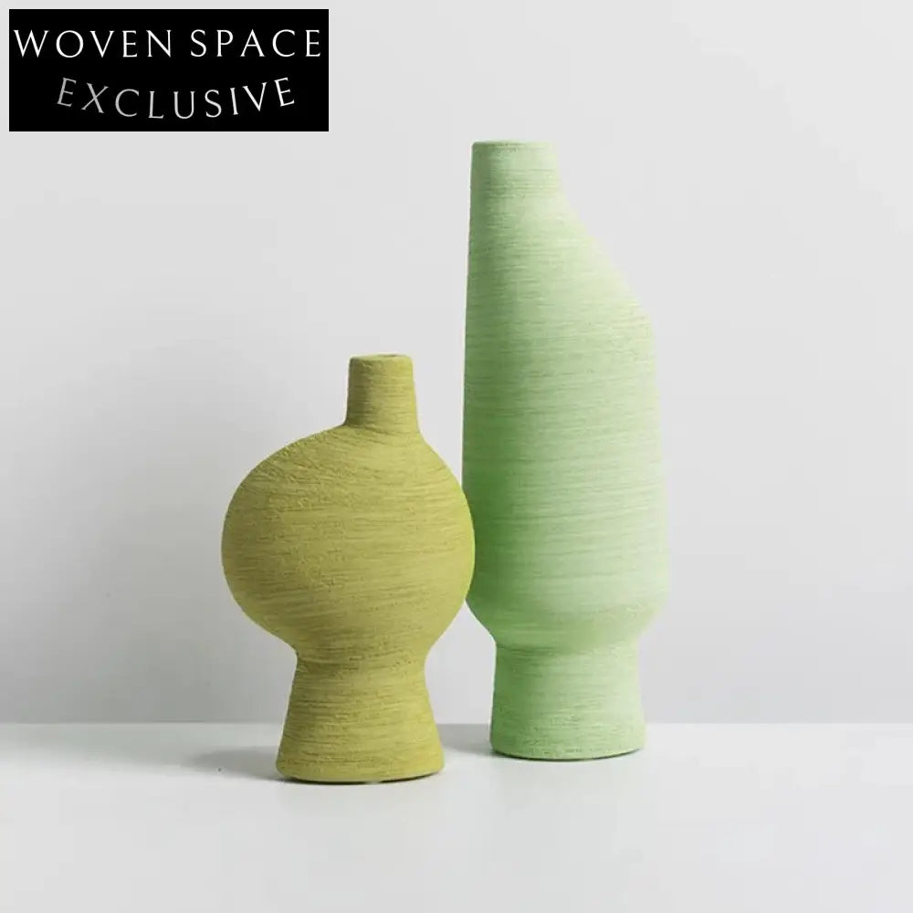 Elegant Gradient Green Ceramic Art Deco Modern Bud Vase