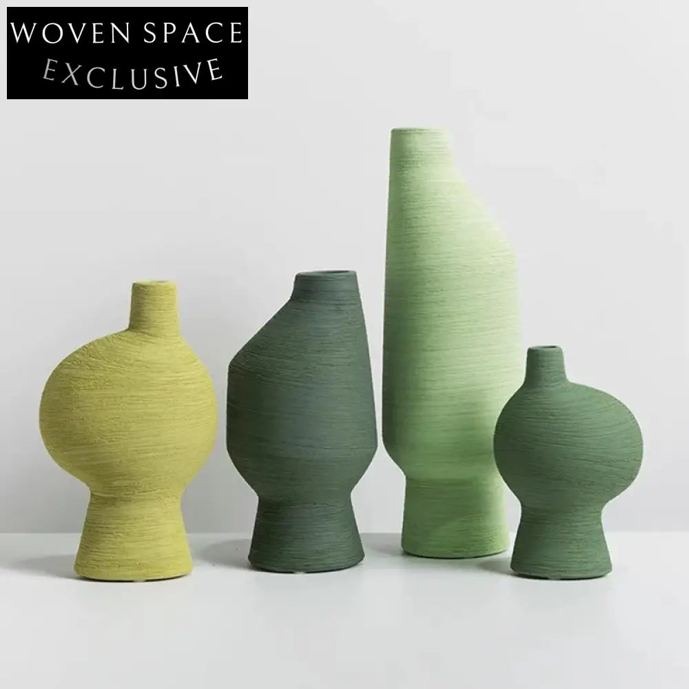 Elegant Gradient Green Ceramic Art Deco Modern Bud Vase