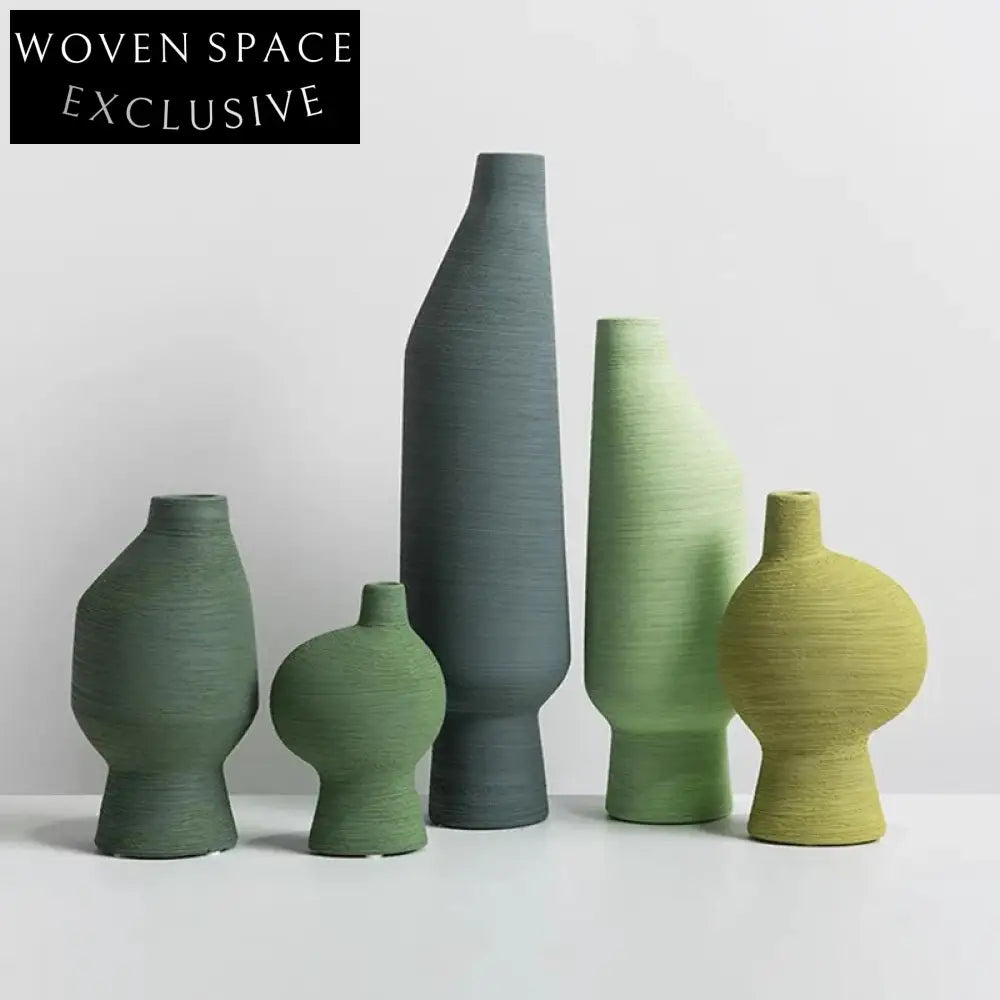 Elegant Gradient Green Ceramic Art Deco Modern Bud Vase