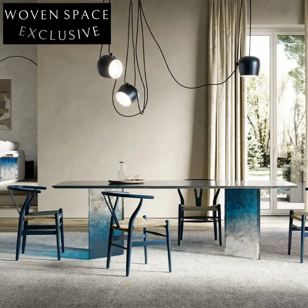 Elegant Gradient Transparent Resin Rectangular Dining Table Set for 6