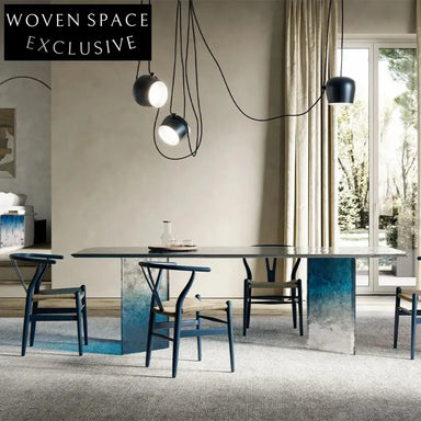 Elegant Gradient Transparent Resin Rectangular Dining Table Set for 6