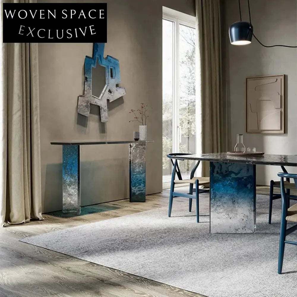 Elegant Gradient Transparent Resin Rectangular Dining Table Set for 6