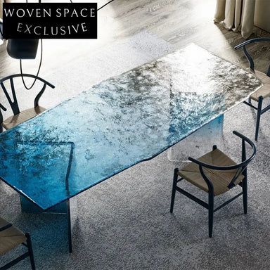 Elegant Gradient Transparent Resin Rectangular Dining Table Set for 6