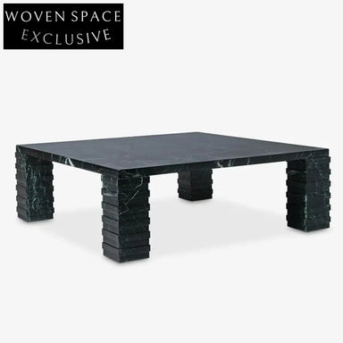 Elegant Green Marble Square Coffee Table for Luxury Living Room Spaces