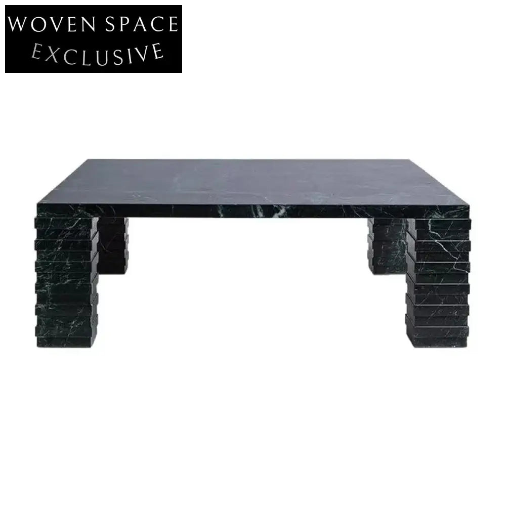 Elegant Green Marble Square Coffee Table for Luxury Living Room Spaces