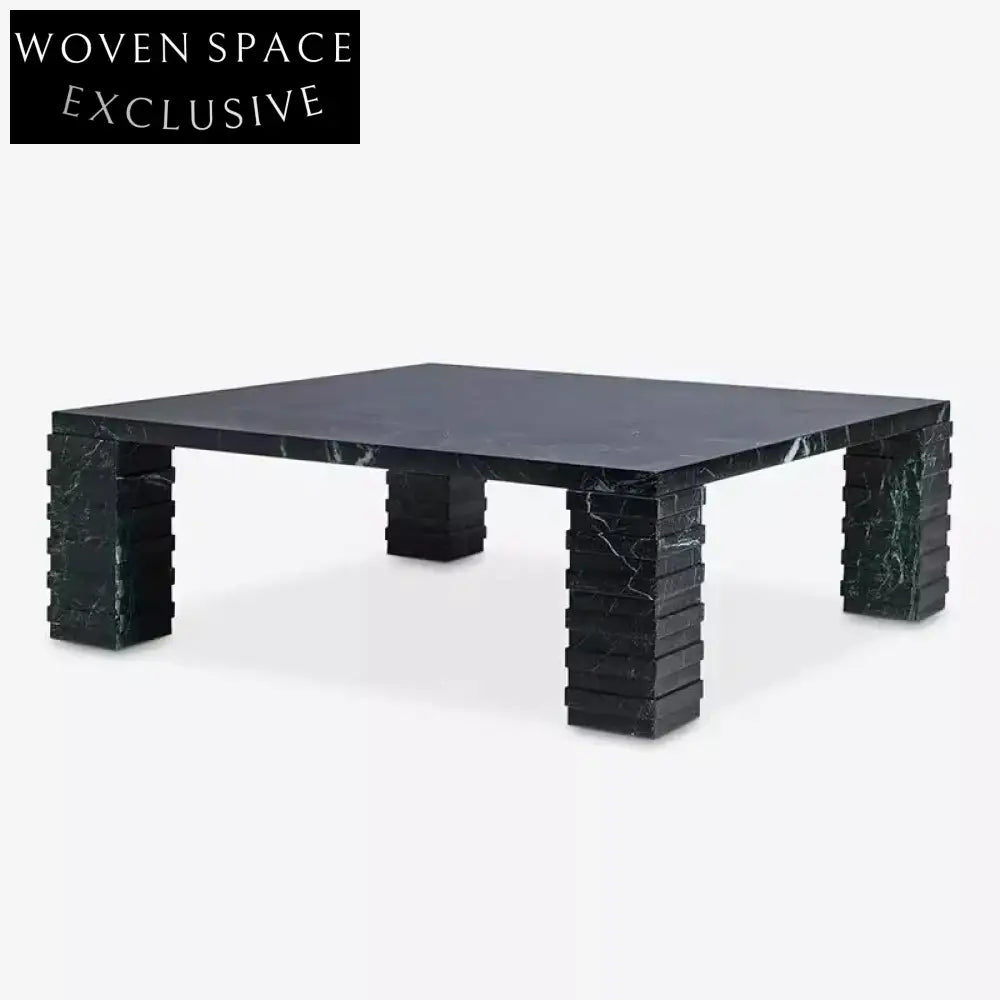 Elegant Green Marble Square Coffee Table for Luxury Living Room Spaces