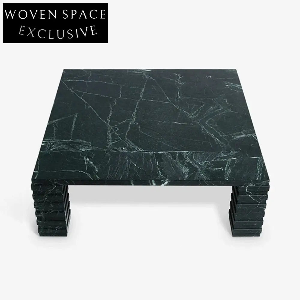 Elegant Green Marble Square Coffee Table for Luxury Living Room Spaces