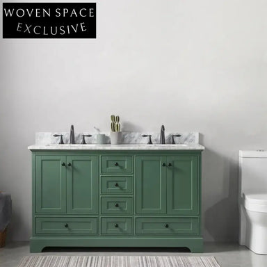 Elegant Green Modern Solid Wood Bathroom Vanity Cabinet with Soft-Close Drawers