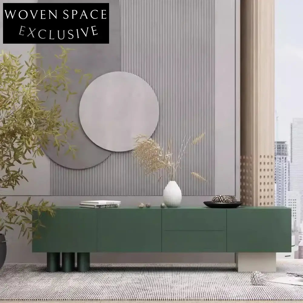 Elegant Green Solid Wood Multi-Layer Minimalist Storage Cabinet Home Furniture