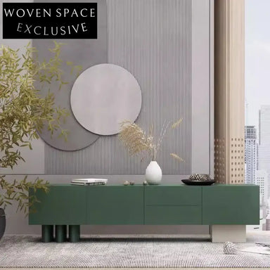 Elegant Green Solid Wood Multi-Layer Minimalist Storage Cabinet Home Furniture