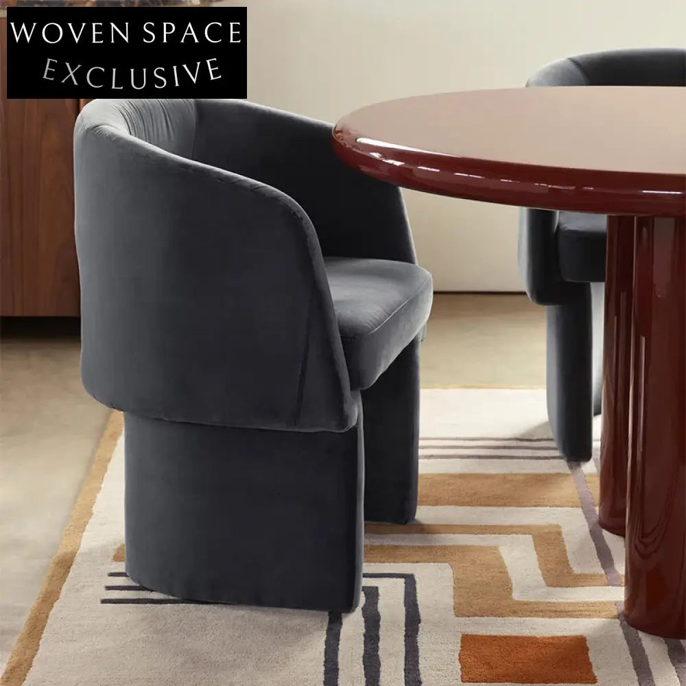 Elegant Green Velvet Curved Back Armchair for Dining and Living Spaces Chair