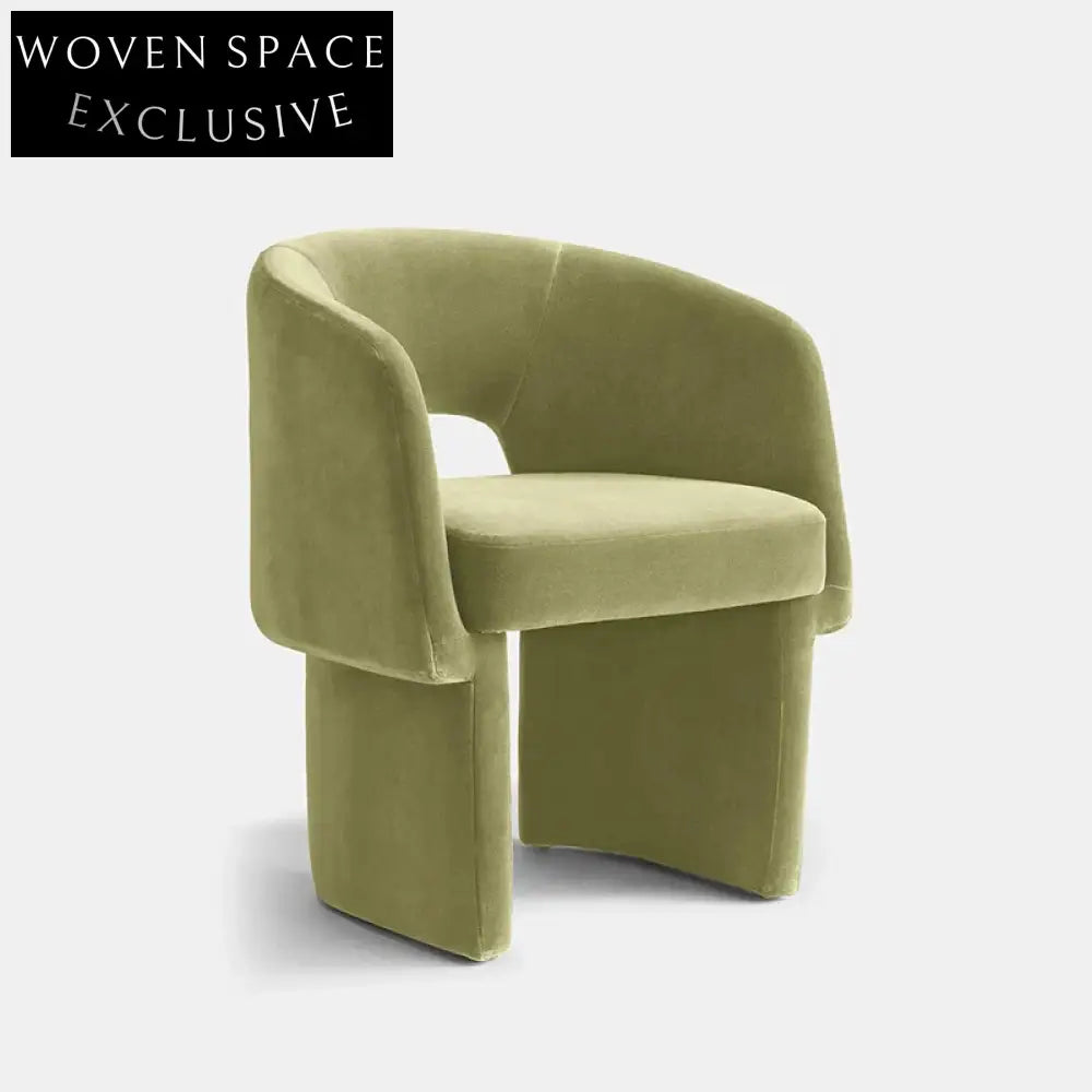 Elegant Green Velvet Curved Back Armchair for Dining and Living Spaces Chair