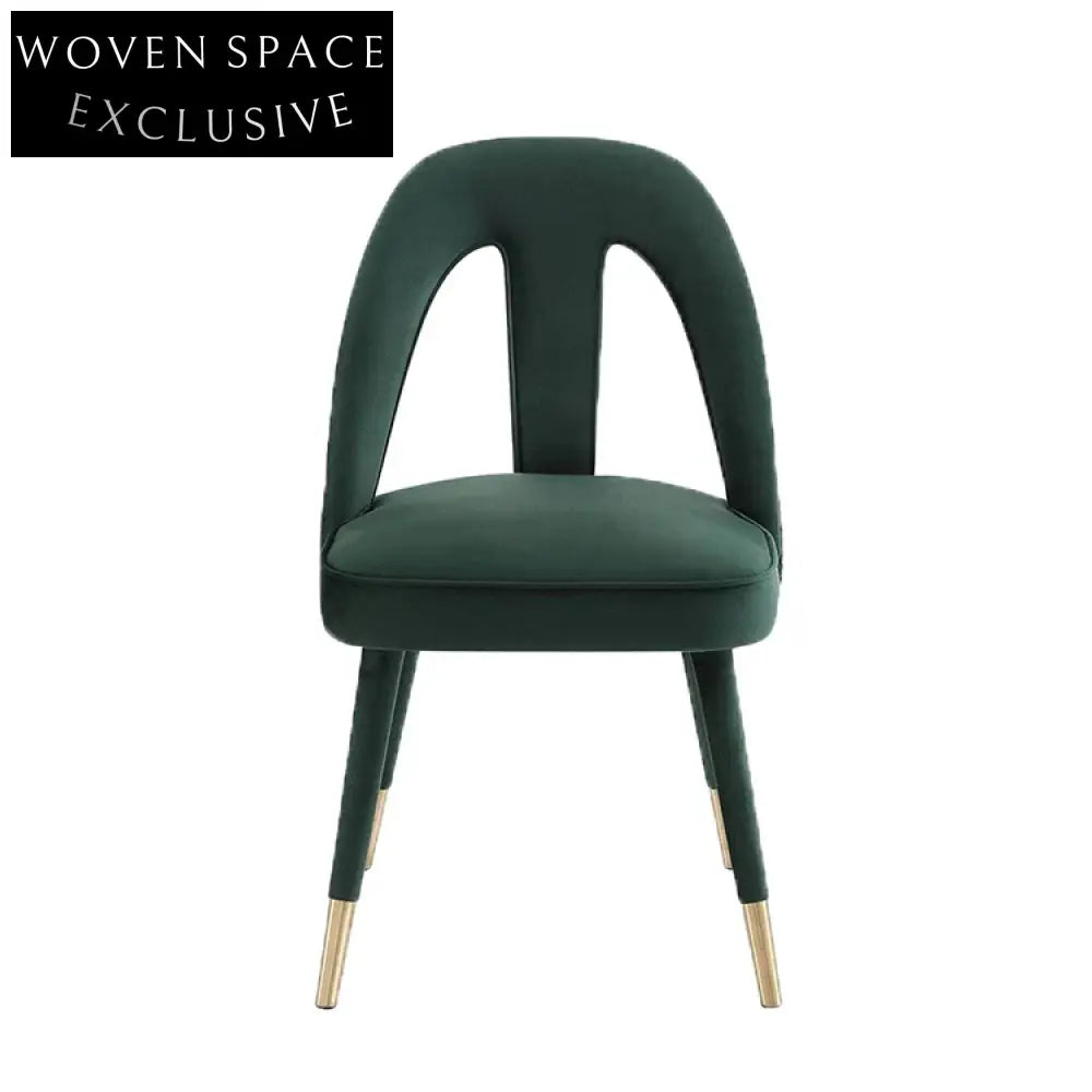 Elegant Green Velvet High Back Dining Chair with Gold Metal Legs