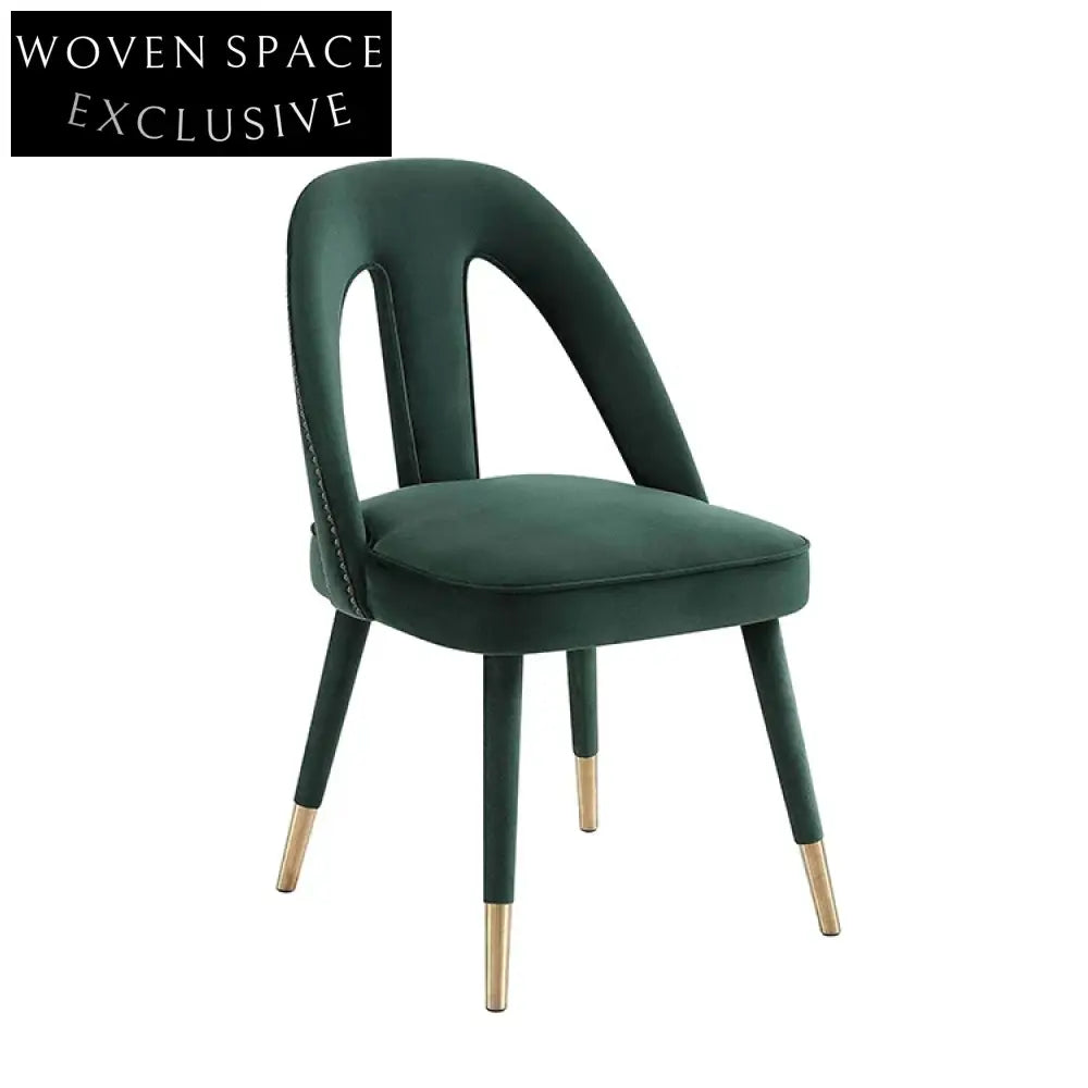 Elegant Green Velvet High Back Dining Chair with Gold Metal Legs