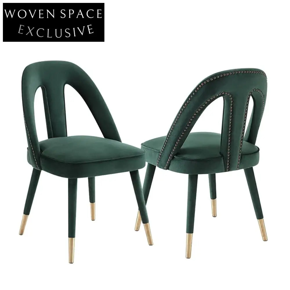 Elegant Green Velvet High Back Dining Chair with Gold Metal Legs