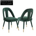 Elegant Green Velvet High Back Dining Chair with Gold Metal Legs
