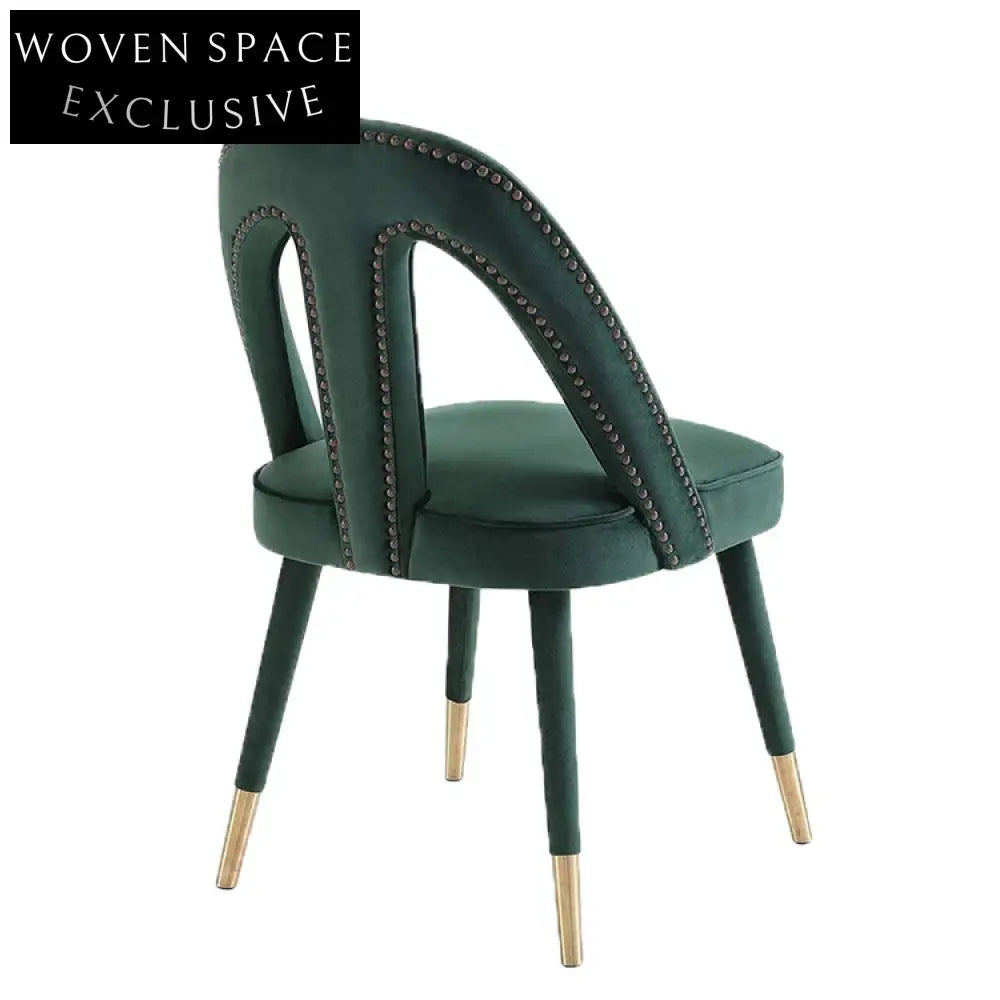 Elegant Green Velvet High Back Dining Chair with Gold Metal Legs