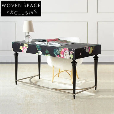 Elegant Hand-Painted Solid Wood French Neoclassical Modern Vanity Dressing Table