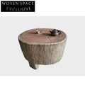 Elegant Handcrafted Solid Elm Wood Wabi Sabi Round Coffee Table