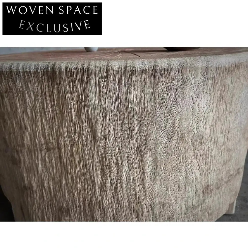 Elegant Handcrafted Solid Elm Wood Wabi Sabi Round Coffee Table