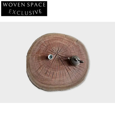 Elegant Handcrafted Solid Elm Wood Wabi Sabi Round Coffee Table