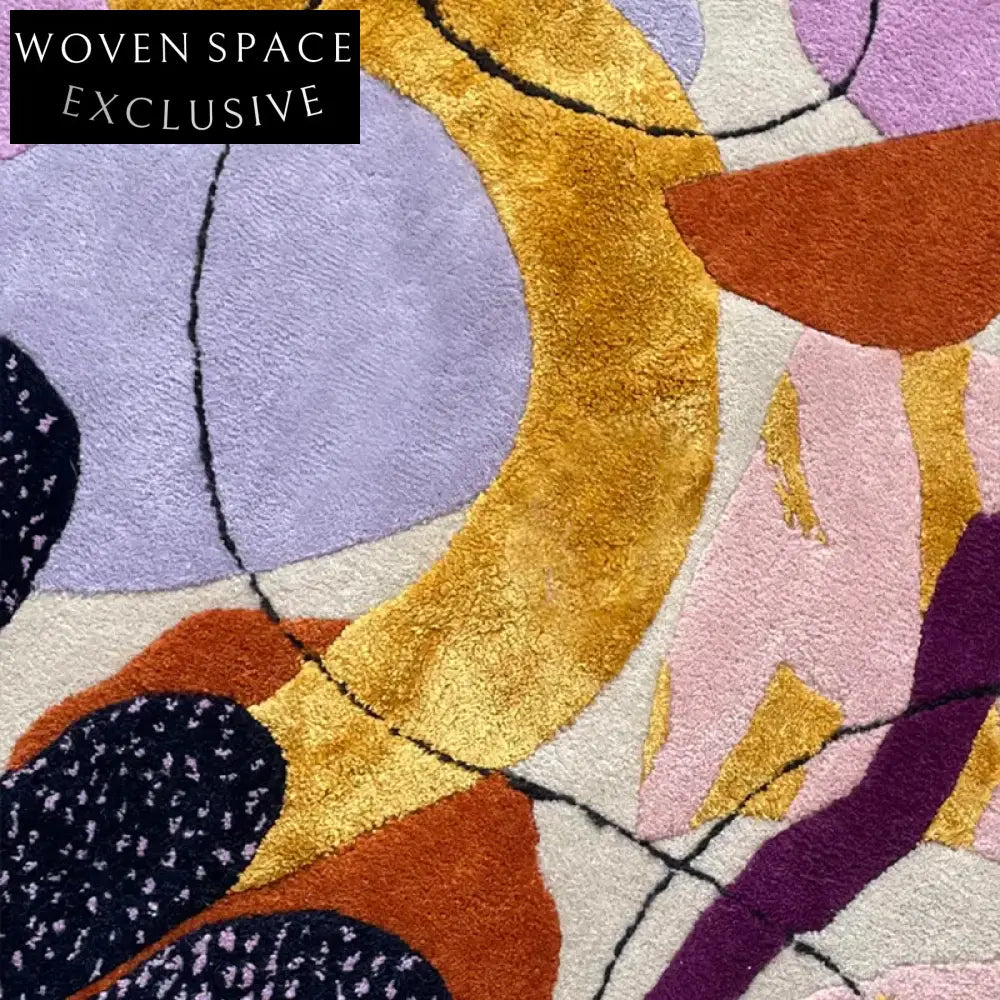 Elegant Handmade Polyester Area Rug with French Vintage Style Geometric Pattern