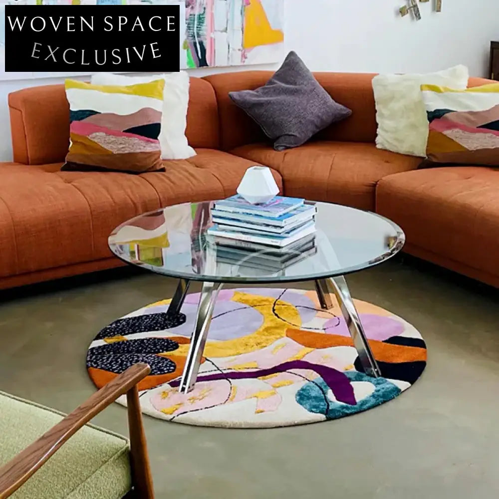 Elegant Handmade Polyester Area Rug with French Vintage Style Geometric Pattern