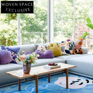 Elegant Handmade Polyester Area Rug with French Vintage Style Geometric Pattern