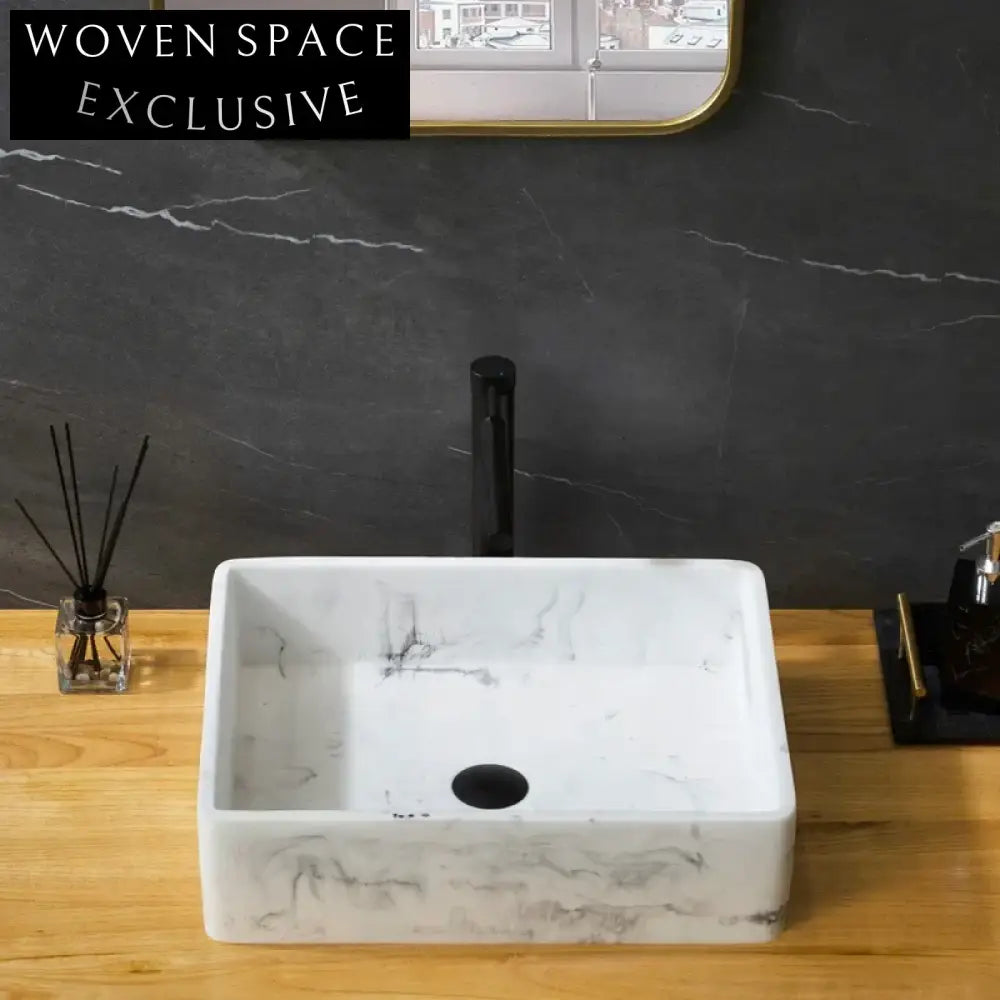 Elegant Handmade Resin Bathroom Countertop Vessel Sink - Modern Artificial Stone Basin