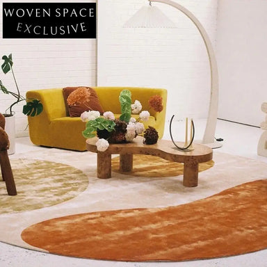 Elegant Handmade Tencel Round Area Rug - Modern Luxury Geometric Design for Living Room Bedroom
