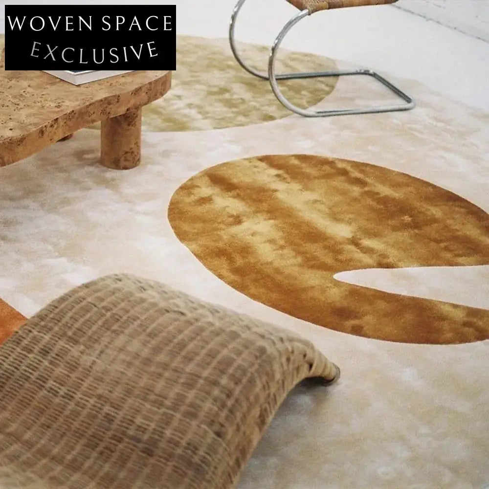 Elegant Handmade Tencel Round Area Rug - Modern Luxury Geometric Design for Living Room Bedroom