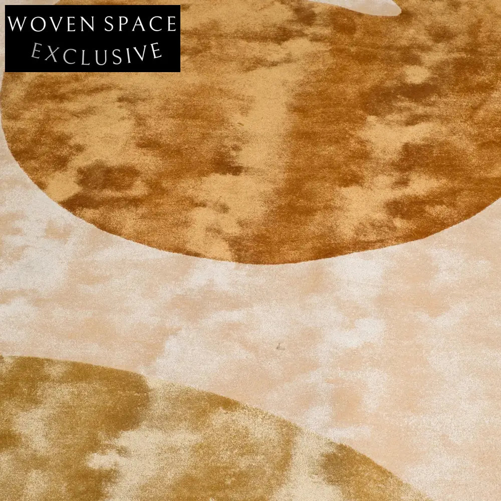 Elegant Handmade Tencel Round Area Rug - Modern Luxury Geometric Design for Living Room Bedroom