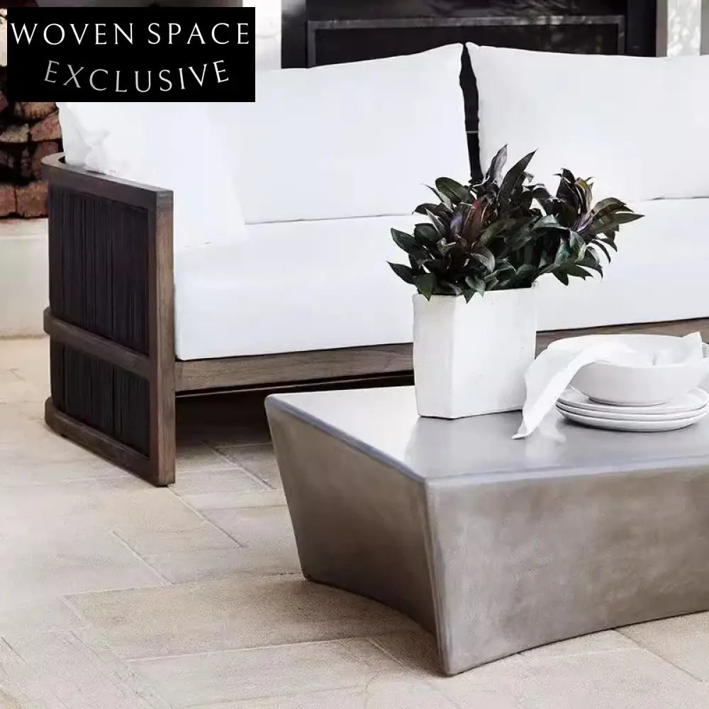 Elegant Industrial Grey Travertine Irregular Coffee Table for Living Room