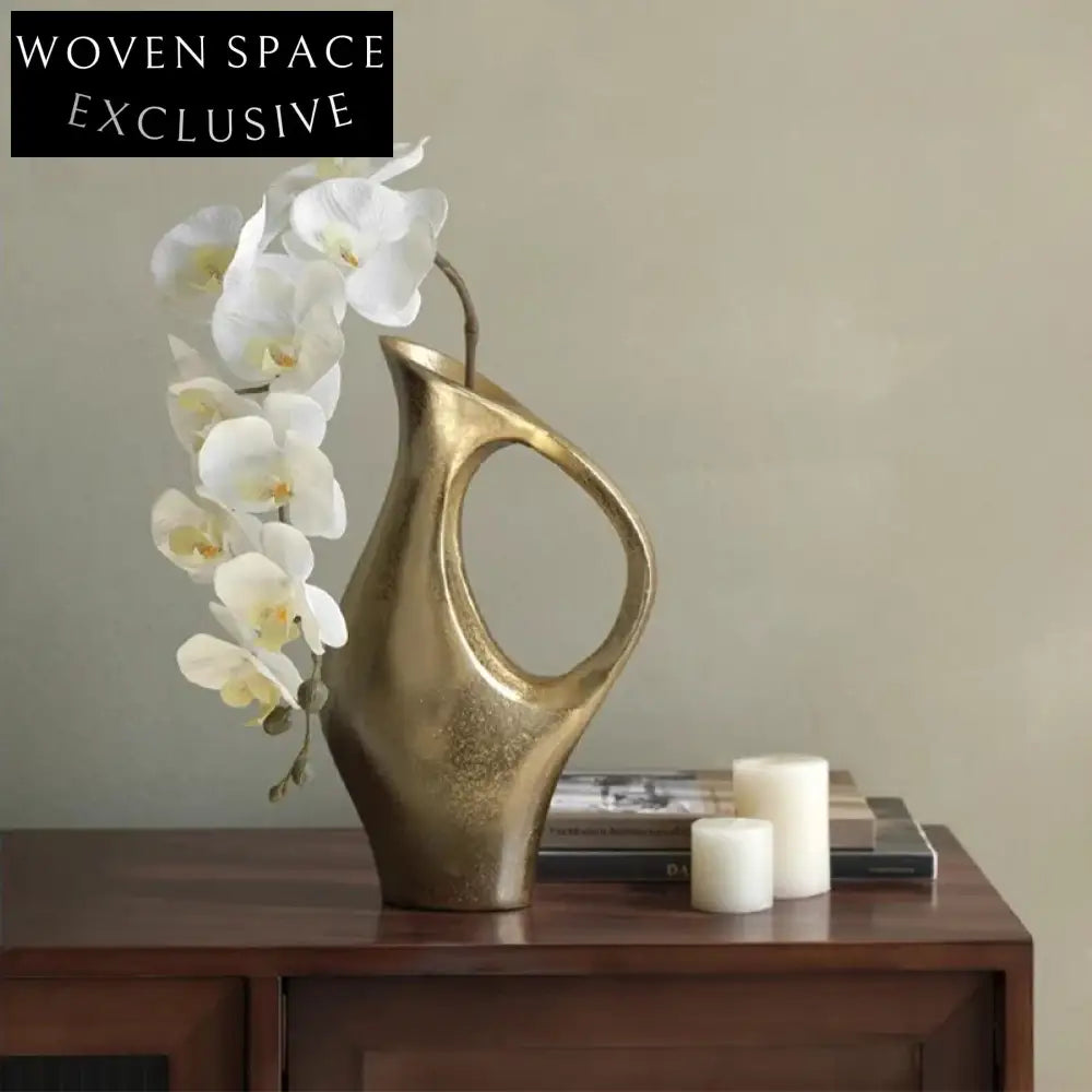 Elegant Irregular Aluminum Art Decor Vase for Modern Home & Wedding