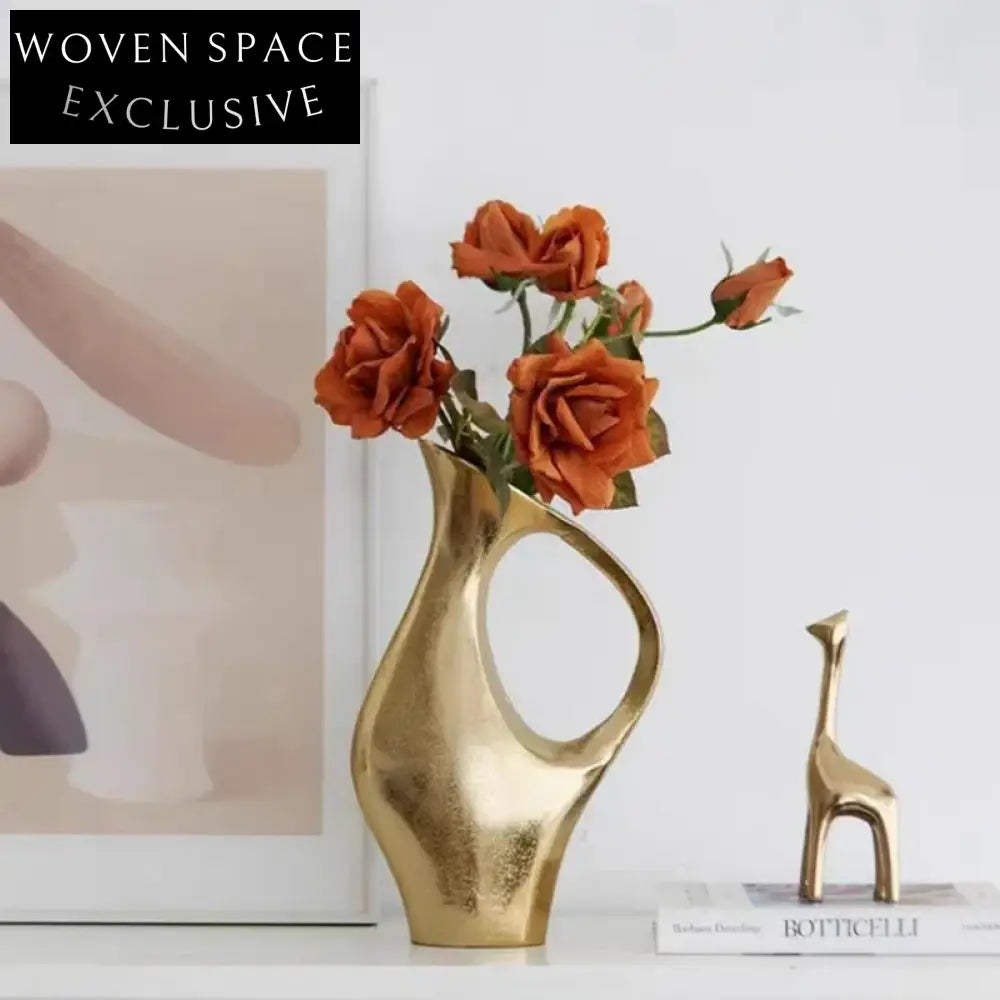 Elegant Irregular Aluminum Art Decor Vase for Modern Home & Wedding