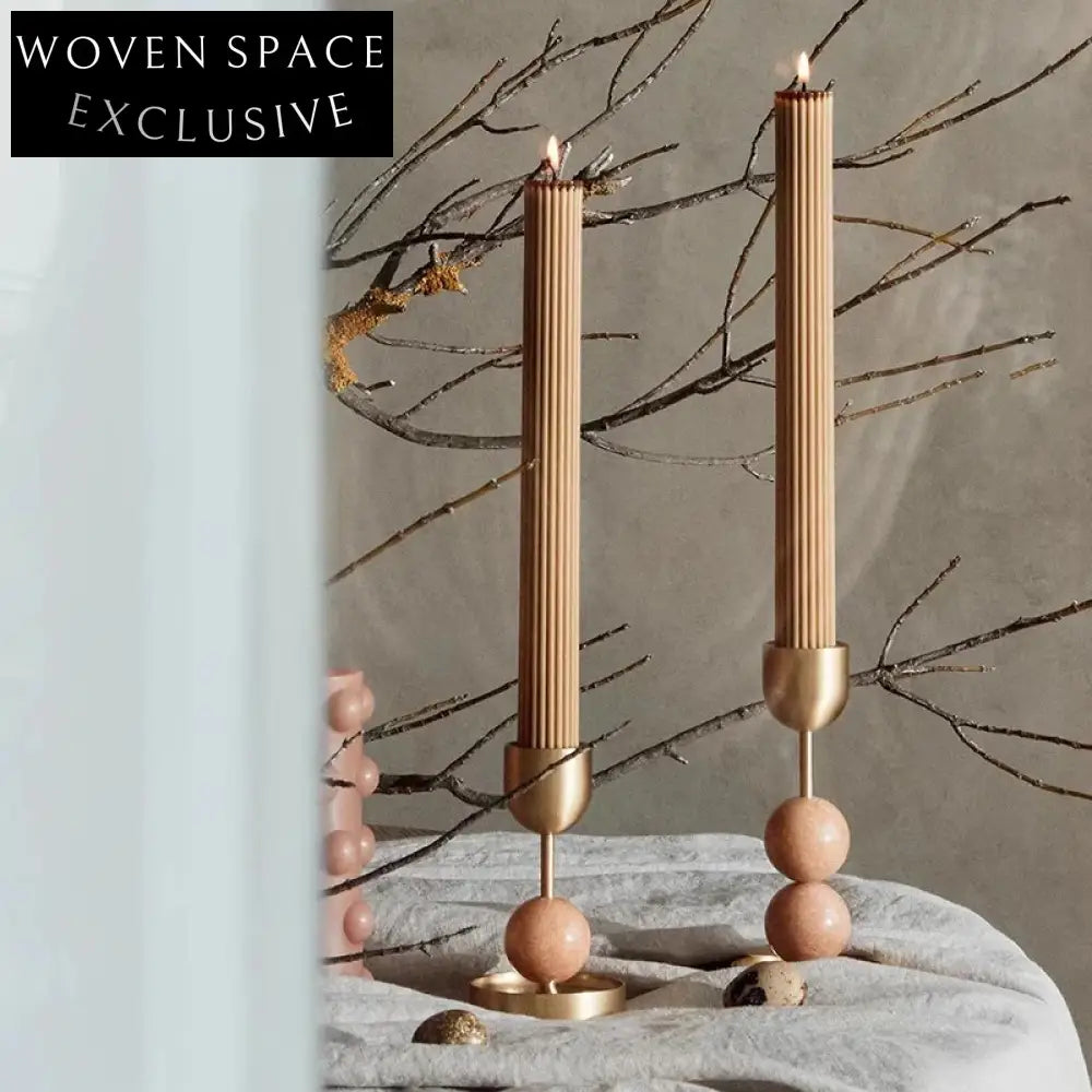 Elegant Italian Brass & Marble Candlestick - Console Table Home Decoration