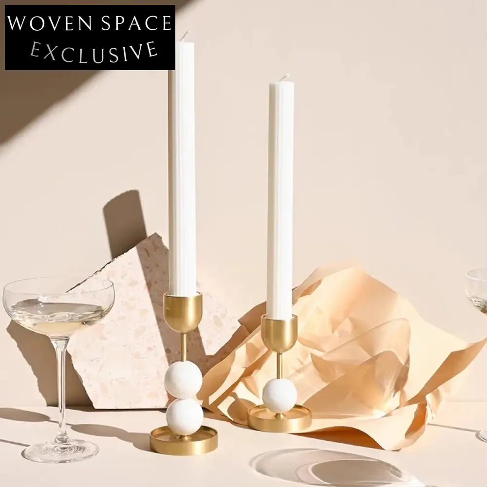 Elegant Italian Brass & Marble Candlestick - Console Table Home Decoration