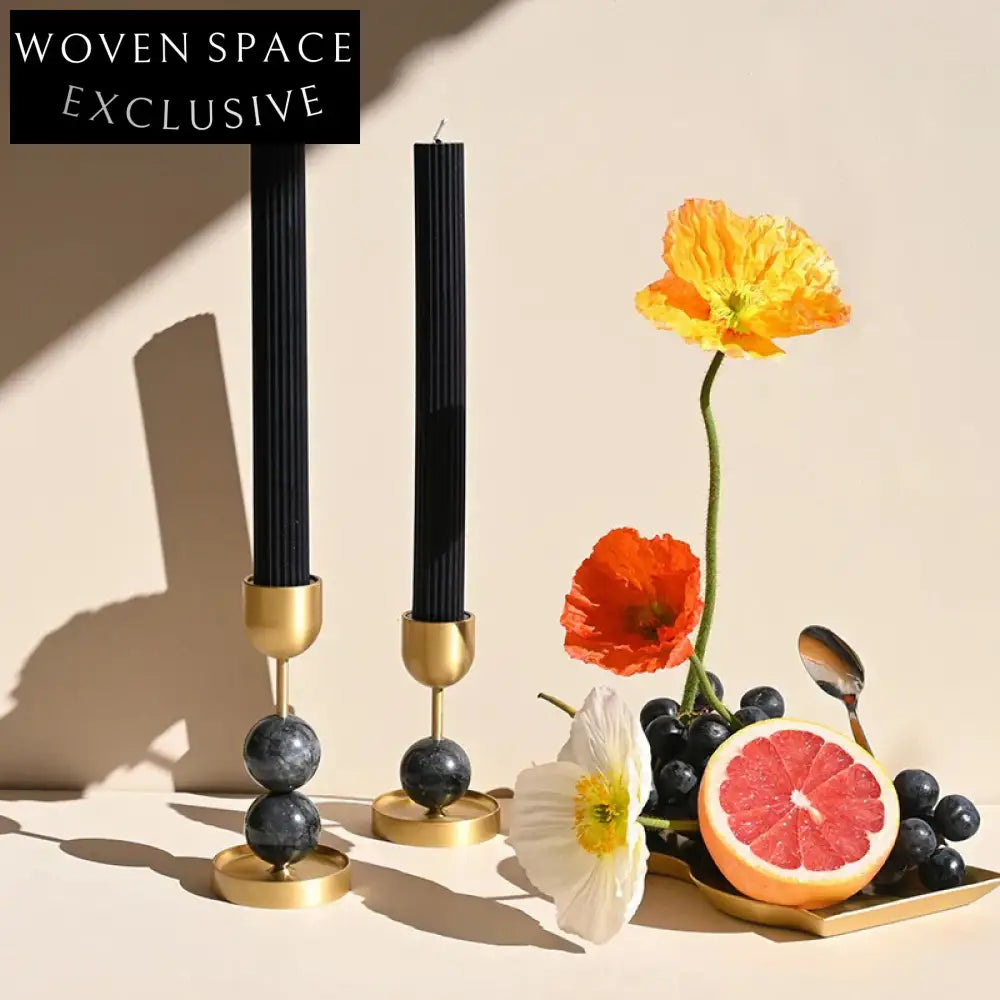 Elegant Italian Brass & Marble Candlestick - Console Table Home Decoration