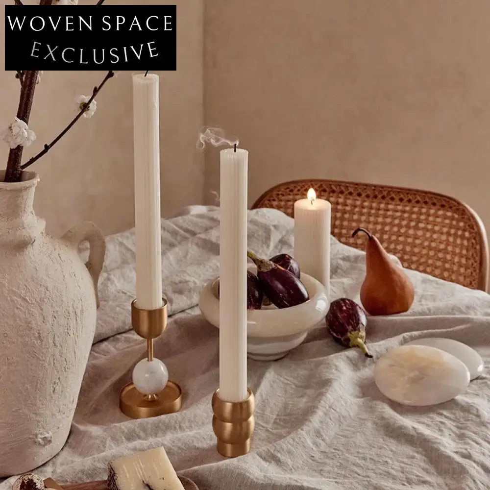 Elegant Italian Brass & Marble Candlestick - Console Table Home Decoration