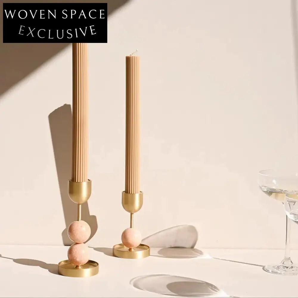 Elegant Italian Brass & Marble Candlestick - Console Table Home Decoration