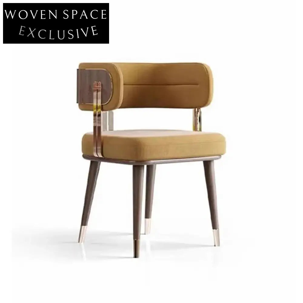 Elegant Italian Curved Back Dining Chair with Solid Wood Base