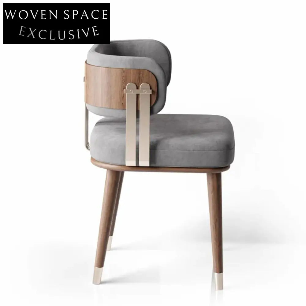 Elegant Italian Curved Back Dining Chair with Solid Wood Base