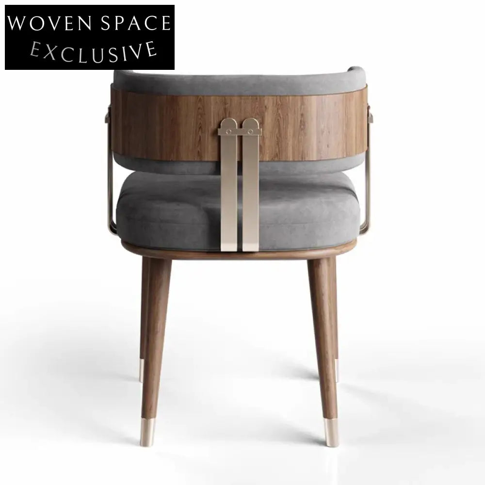 Elegant Italian Curved Back Dining Chair with Solid Wood Base