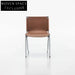 Elegant Italian Design Brown Saddle Leather Dining Chair with Metal Frame