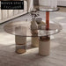 Elegant Italian Design Round Glass Top Coffee Table with Marble Base